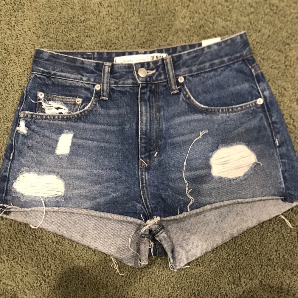 Distressed High Waisted Jean Shorts
